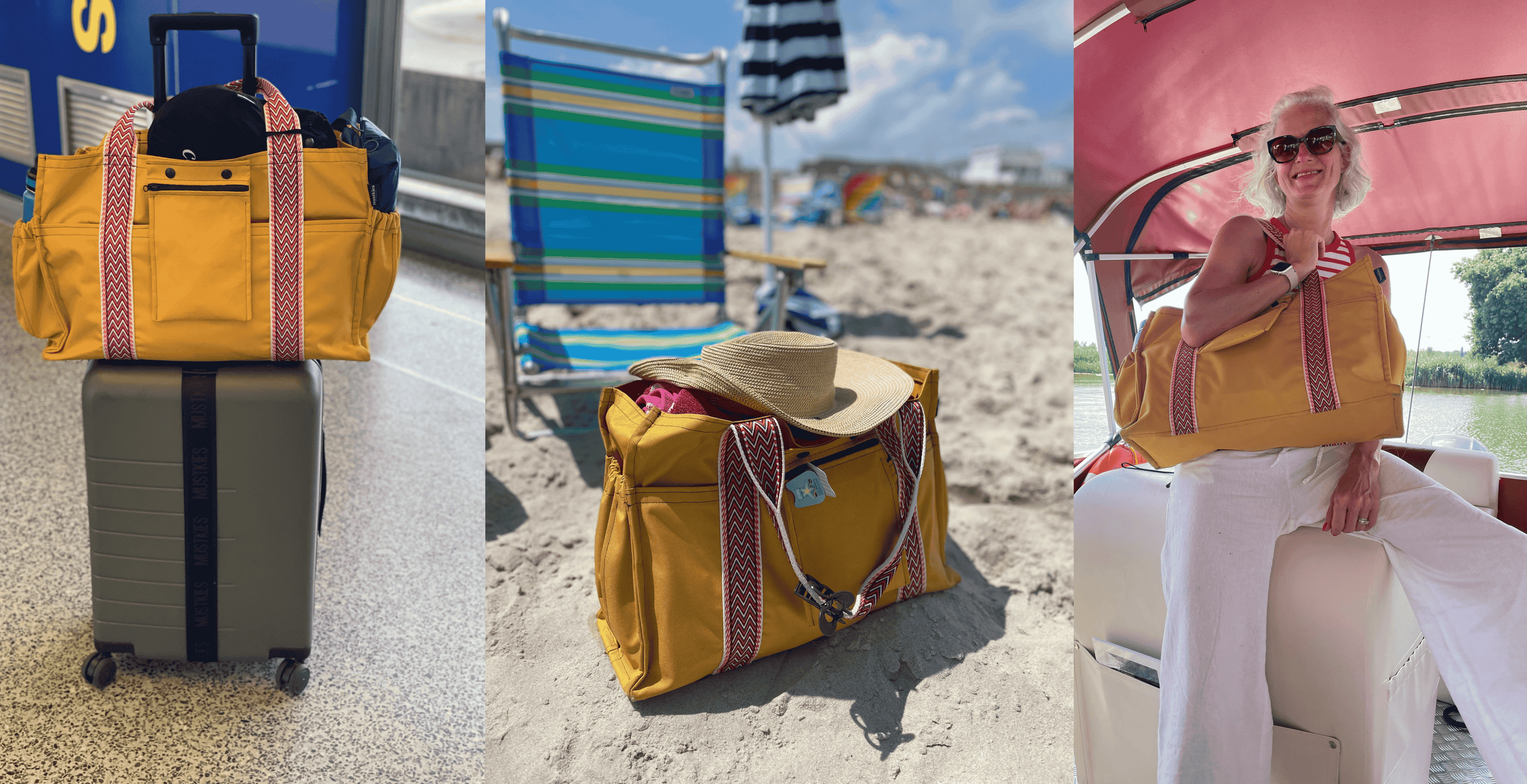 Mustkies Sydney tote featured in different settings
