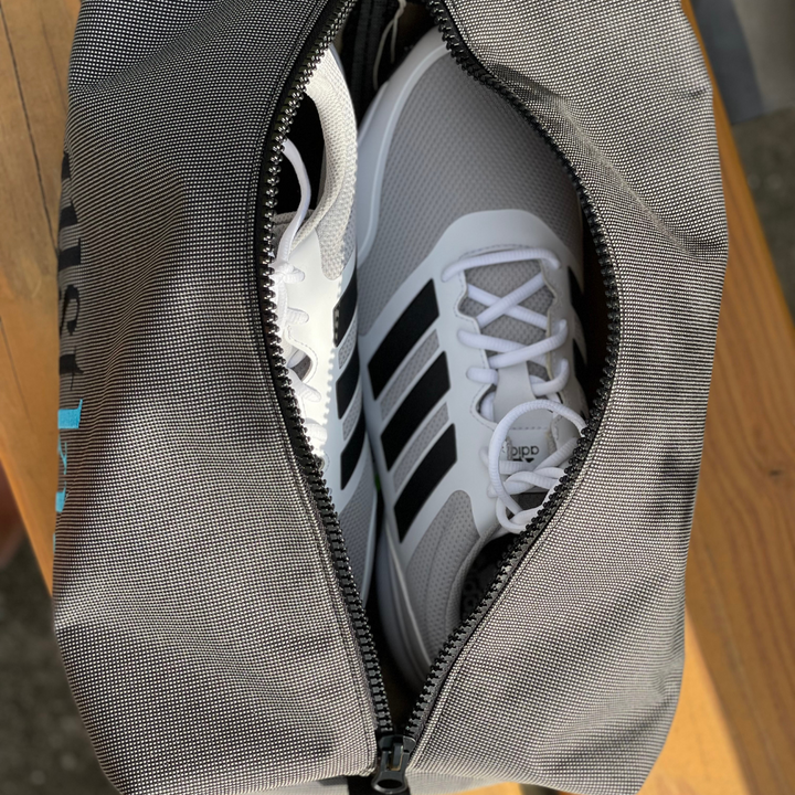 Gray Adidas shoe in Mustkies Lexi Multipurpose bag