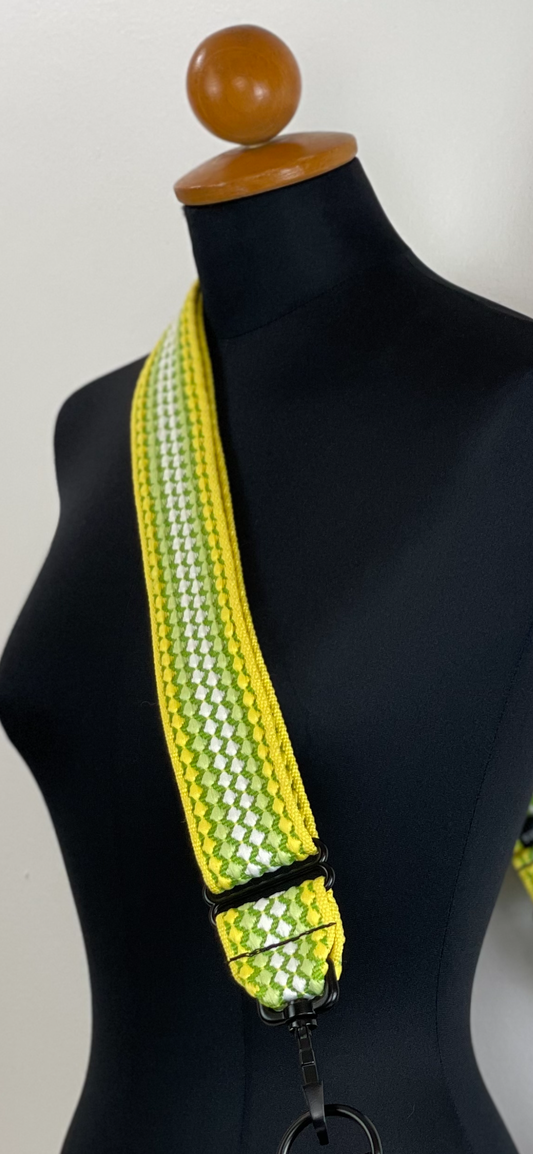 Yellow green 2 inch Crossbody Wide Shoulder Straps. Mustkies Replacement Adjustable Purse Straps are a next MUSt have.  Easy snap on and off and adds a POP to your bag. Adjustable Guitar Straps for Handbags.  Adjustable Guitar Straps for Handbags transforms your bags.   Transform Your Bag by updating and customizing it with Mustkies  crossbody wide shoulder webbing straps. 1 1/2  or 2 Inches wide with Black Metal Hardware.
