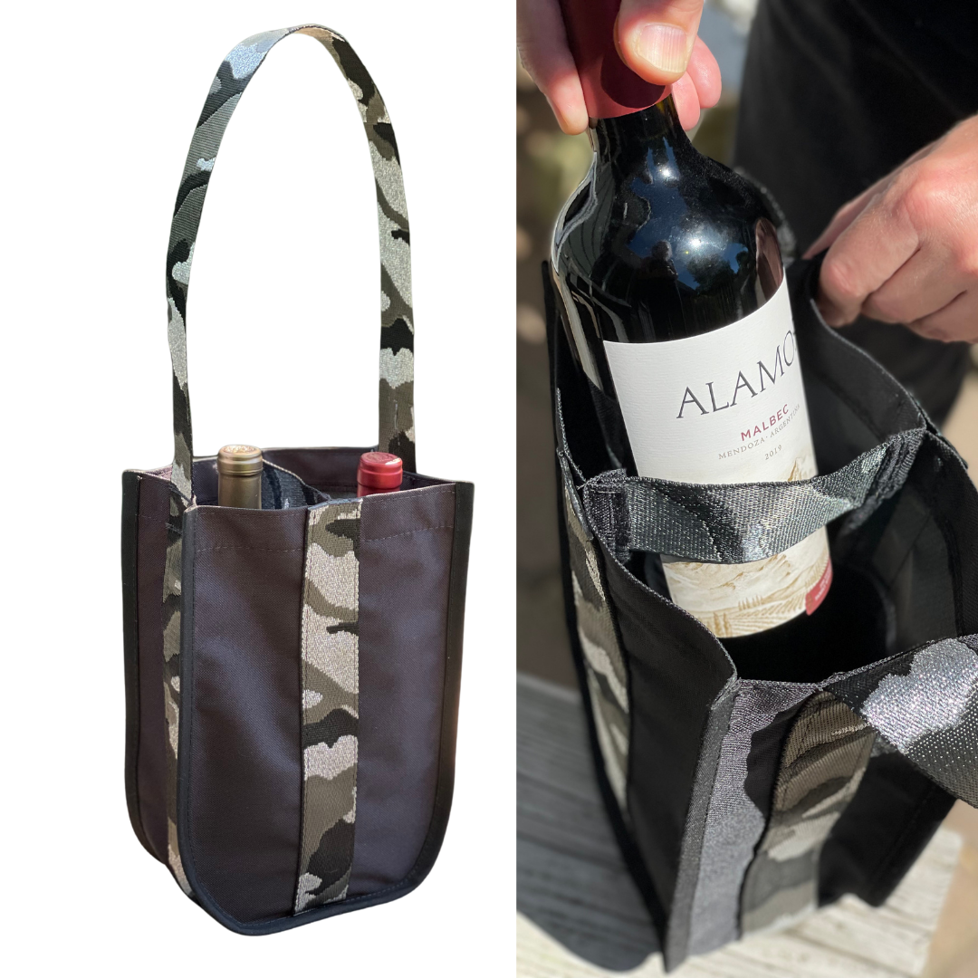CHEERS! Mustkies must have on-the-go wine & beverage bag. Extremely stylish and perfect to help you look your best while transporting your beverages to different events. Handmade in White Plains NY. Extremely durable and easy to clean. Available in 4 colorways & Customizable. Size: 11T x 4.5W x 8L Perfect GIFT for wine lovers! Celebrate the holiday season with a stylish, unique design sprits bag!!!